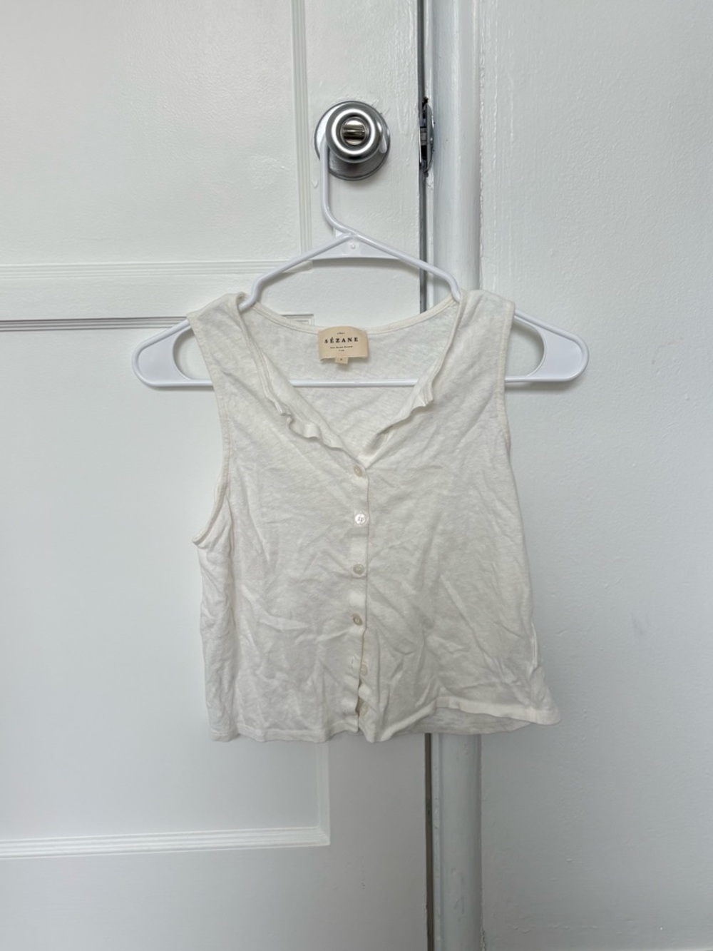 Sézane Cream Button-Front Tank Top